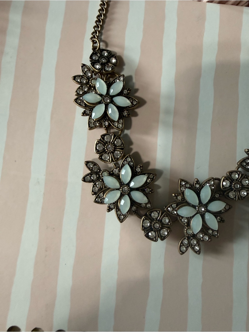 Floral Statement Necklace with Blue Flowers - Picture 2 of 4